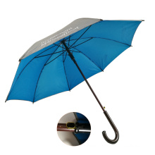 Parapluies de logo de poignée de courbe d&#39;escroc en bois de ville de 46&#39;&#39; multicolores gris et bleu, deux parties d&#39;auvent de marque d&#39;entreprise de parapluie